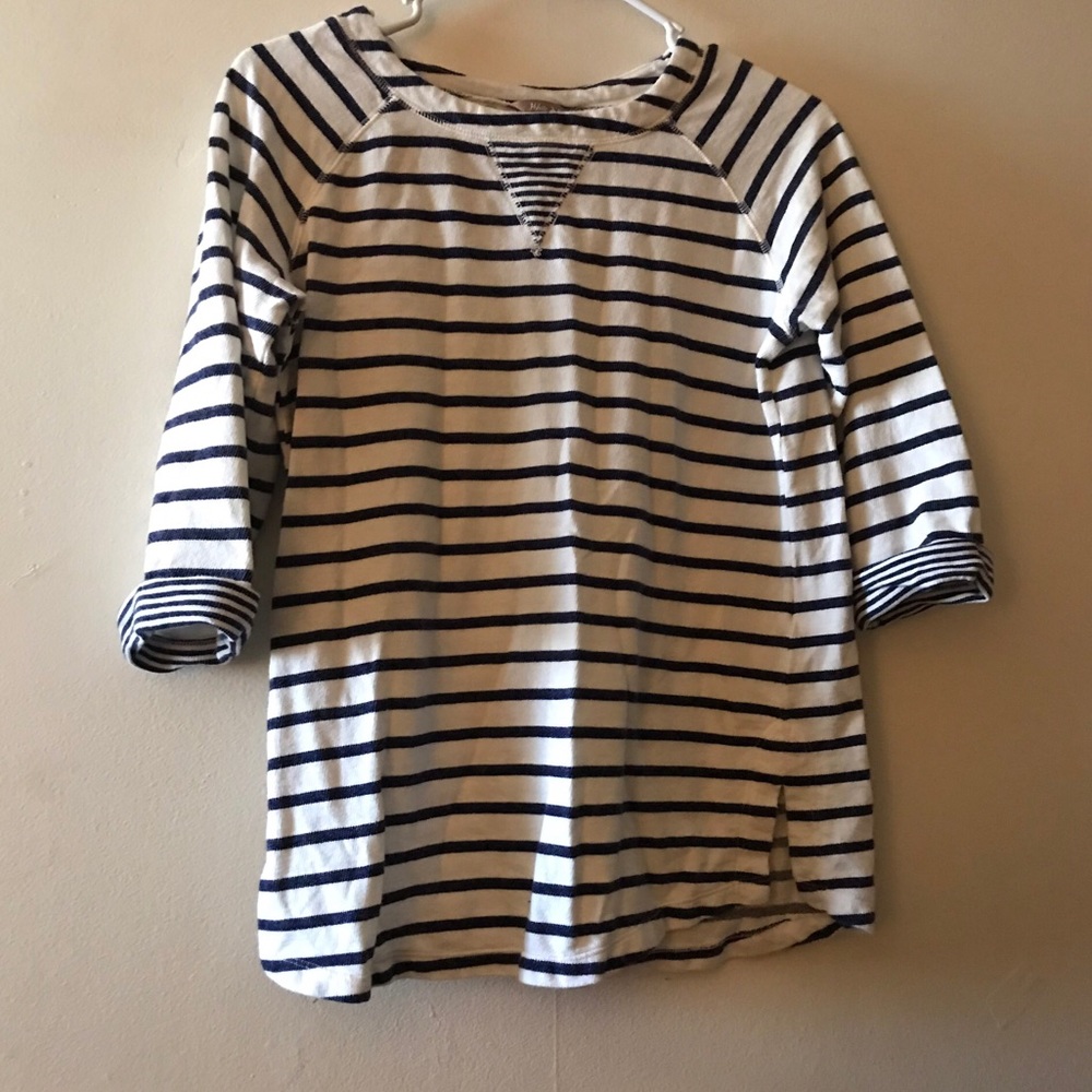 Long sleeve striped navy blue and white shirt
